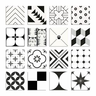 Scandinavian Small Tiles 300*300 Bathroom Tiles Nonya Kitchen Floor Tiles Garden Balcony Tiles Black and White Non-Slip