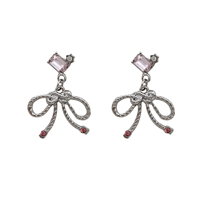 Стильные сережки с бантом, серебро 925 пробы, стиль