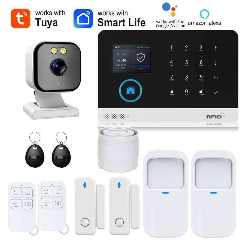 GSM WiFi защита безопасности Alexa Tuya домашняя охрана против кражи датчик движения дверной магнитный сигнализация система безопасности