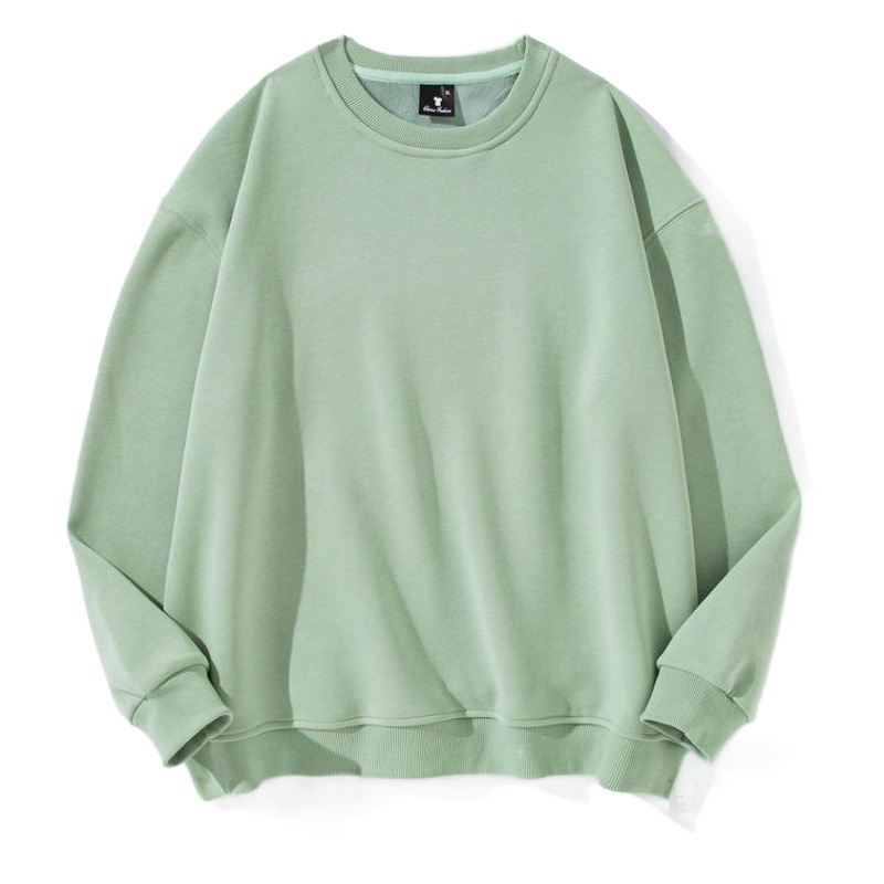 Sudadera de forro polar grueso de 450 g para otoño e invierno, para mujer, cuello redondo, para hombre, estilo casual, color liso, holgada, de manga larga, versátil