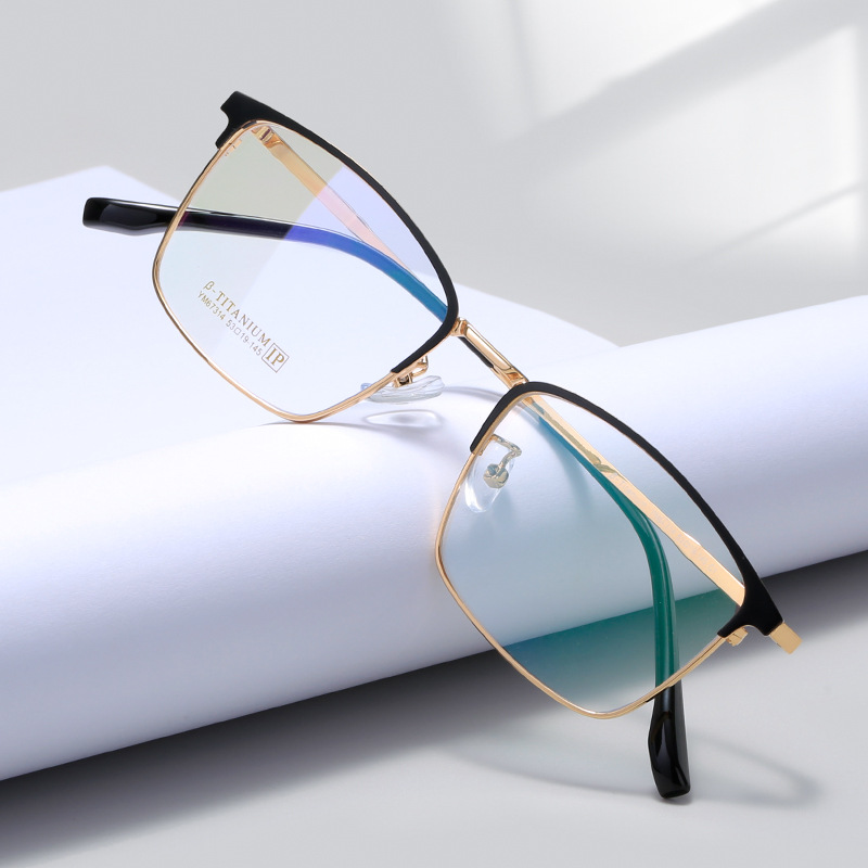 新款平光鏡框B钛鏡腿 簡約舒適商務男款框配近視防藍光 輻射眼鏡