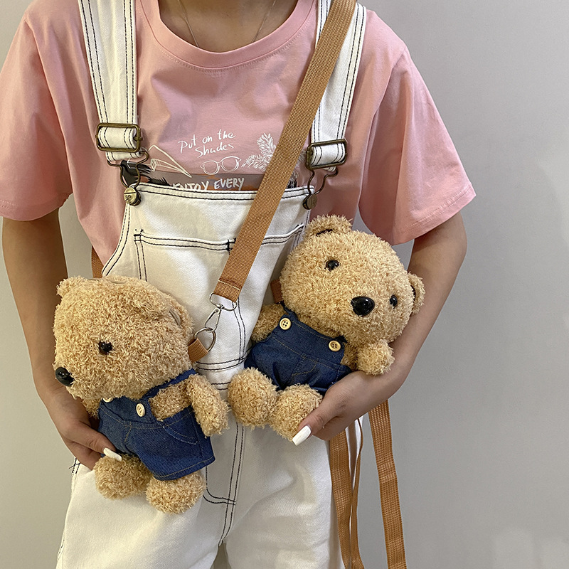 Nuevo Oso de dibujos animados bolsa de las mujeres de peluche juguete lindo Correa oso bolsa de hombro personalidad suave linda chica bolsa de mensajero