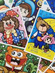 少兒美術臨摹卡創意兒童范畫幼兒畫畫繪畫教材線描小學動漫卡片生