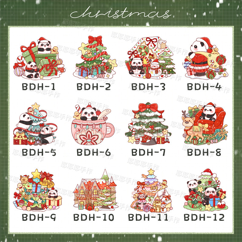 Christmas Tree Decoration Magnet Panda Autumn and Winter Magnet Refrigerator Magnet Gift for Friends and Children Souvenir