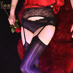 小红娘8D油光一体蕾丝吊带黑色透连身开裆免脱四面开档镂空绫丝袜