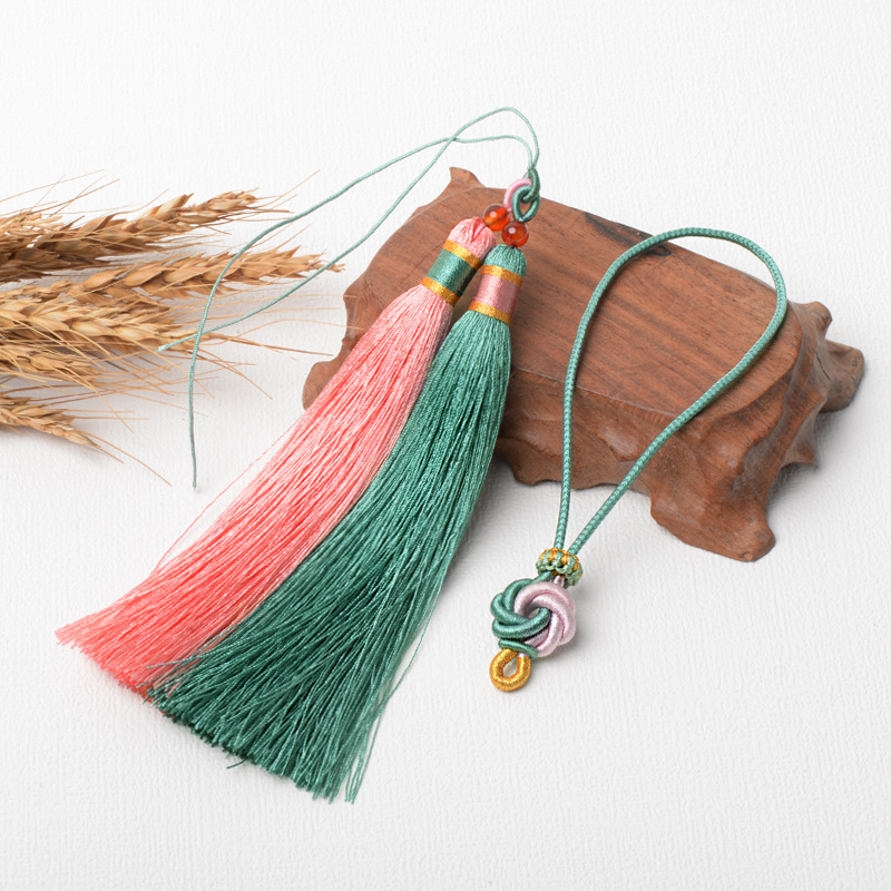 Duanwu Festival pouch with tassels, rope scented pouch with hanging cords, handle piece with tassel braiding, craft accessory handmade.