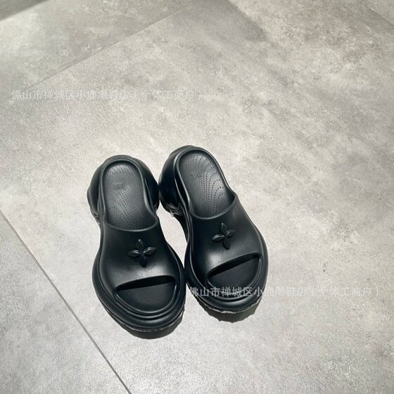2025 New Smfk Thick-Soled Slippers for Women, Cross-Flower High-Heeled Platform Slippers, One-Line Sandals, Wedge-Heeled Beach Shoes