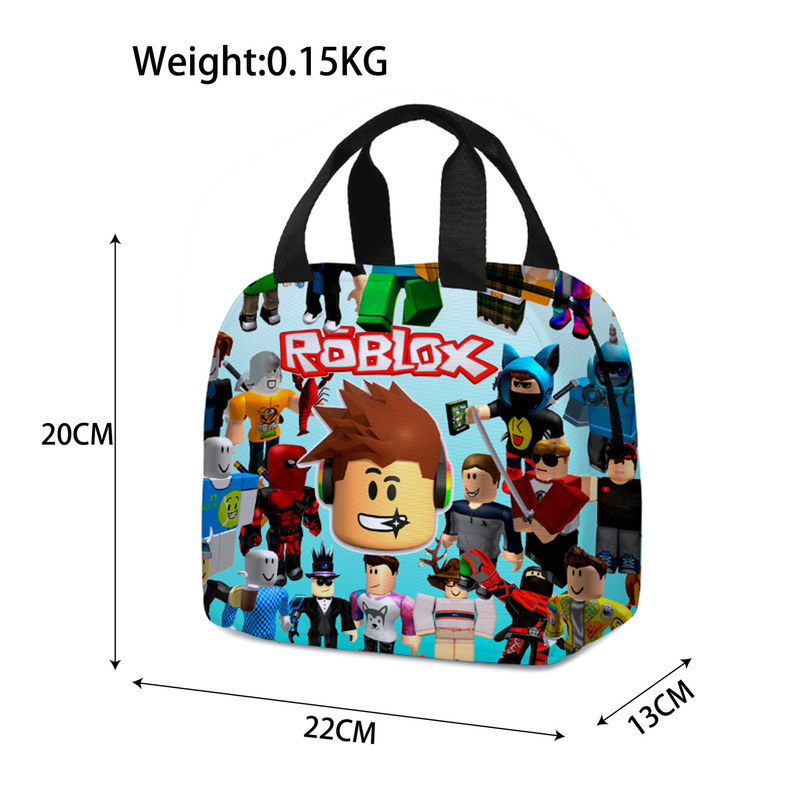 3D 新しい Roblox ROBLOX ランチバッグ小学生ランチボックスバッグ diy アイスバッグポリエステルプリント食事バッグ|undefined