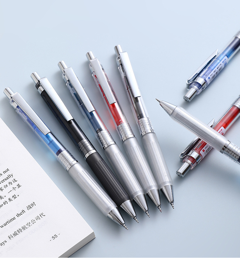 东米文具900银甲卫士按动中性笔大容量黑笔学生刷题笔st头签字笔-阿里巴巴