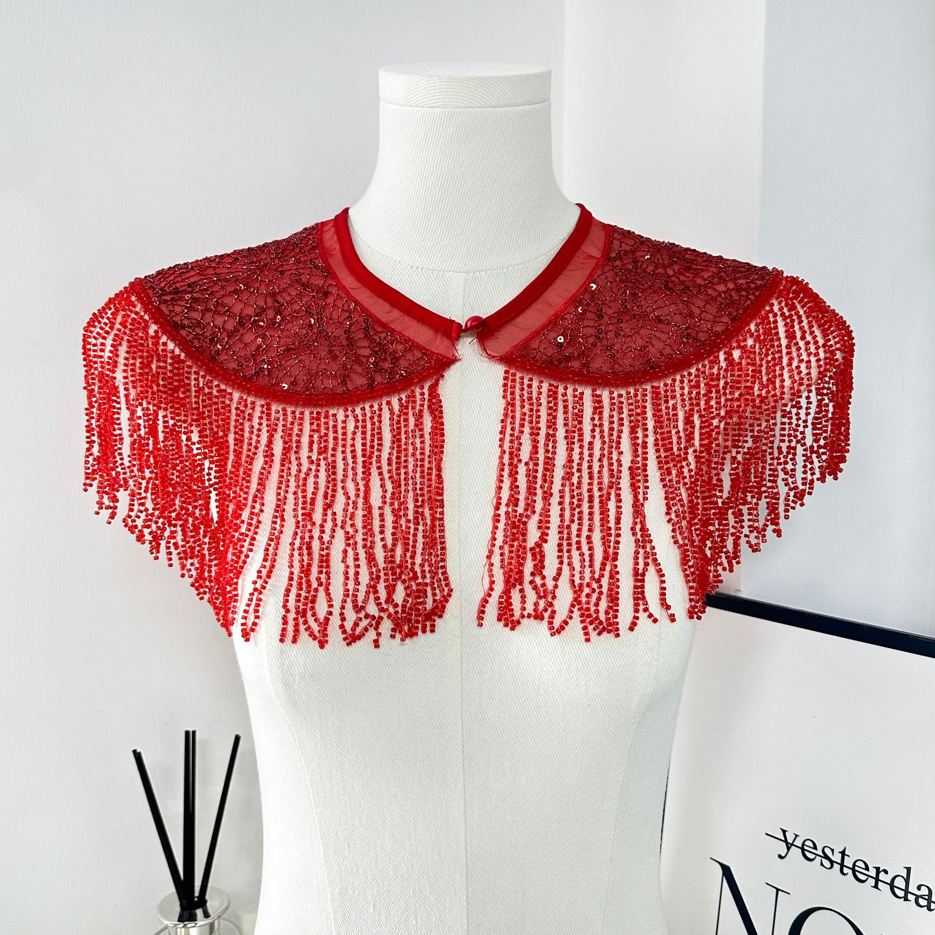 Danza latina de sequillas bordilla decoración sopa accesorios de espectáculo de baile vestido vestido vestido de novia bordilla larga collar falso image 7