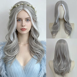 cosplay假发中分微卷中长发万圣节角色扮演头套欧美女士高温丝wig
