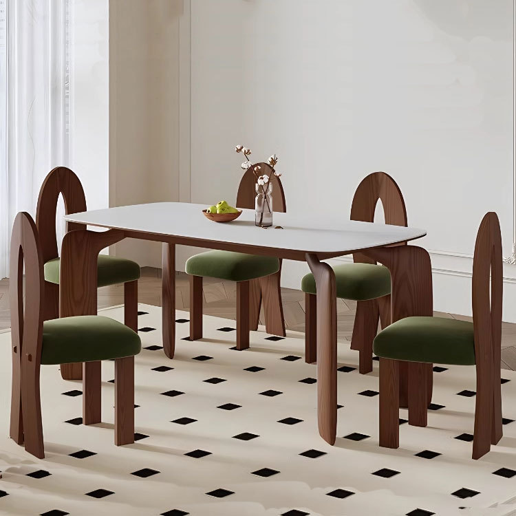 Mesa de comedor de estilo retrógrado francés DASIMA Pierna de elefante Mesa de comedor de madera maciza de cera rectangular Mesa de comedor de tabla de roca