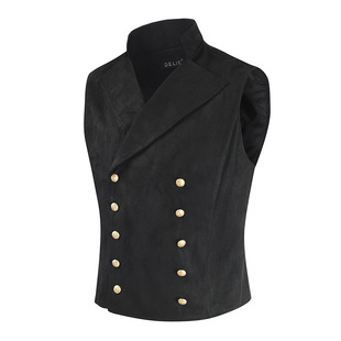 2025 Foreign Trade Cross-Border Spring and Autum New Men's Pure Color Vest Double-Breasted Slim Fashion Men's Business Vest