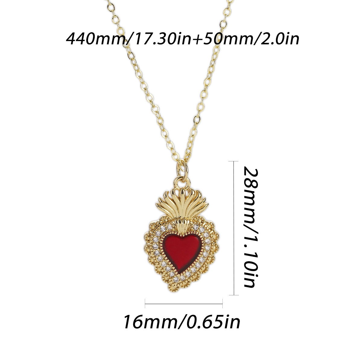 17g Weight Pendant, Chain Jewelry Making Type Copper Chain Material 1 Piece Quantity Holiday, Street Occasion Copper Material Heart Shape Pattern Unisex Gender Plating Design Retro, Simple Style Style 1 Piece Copper Heart Shape Pendant Chain 6