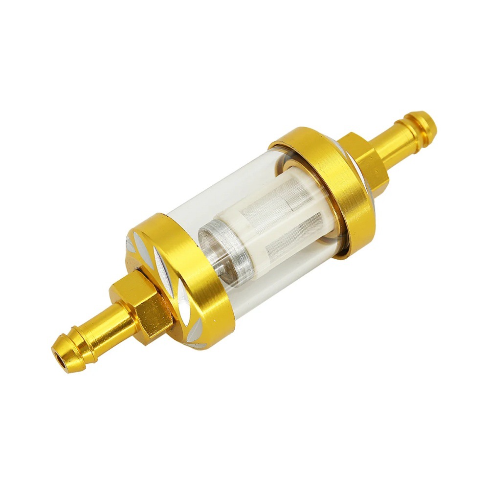Motorcycle Modification Parts: Transparent Glass Aluminum Core Cnc Fuel Filter, Removable and Washable Filter