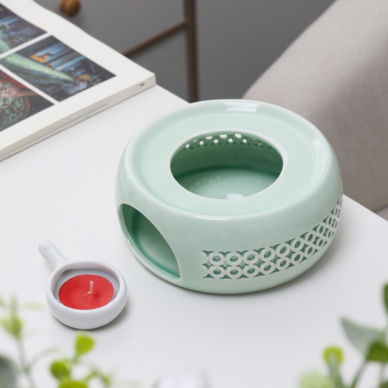 Té estufa vela restaurante Hotel hogar base de cerámica chino hueco aislamiento calefacción vidrio fruta flor tetera