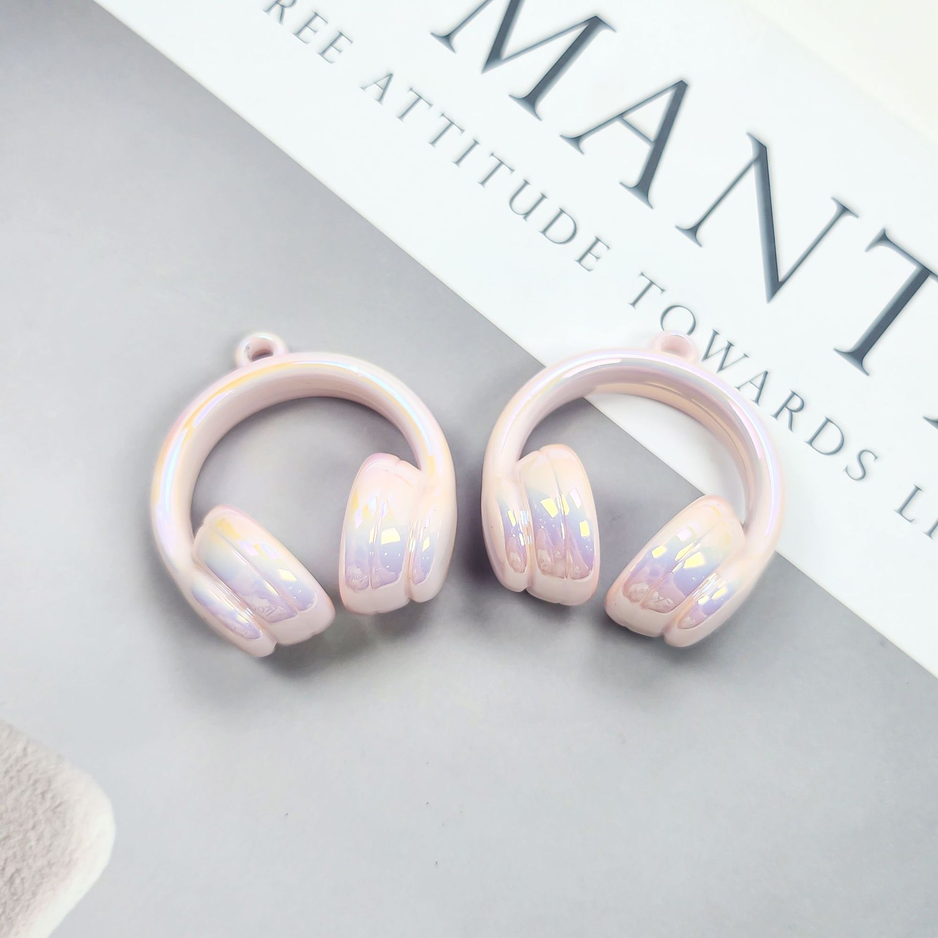 アクリルペイント 2 色グラデーションヘッドフォンビーズぶら下げ穴ビーズ diy 携帯電話チェーンペンダントネックレス素材ジュエリーアクセサリー