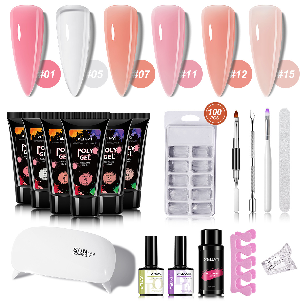 6 colores de extensión de pegamento de uñas, extensión rápida de pegamento, extensión sin soporte de papel, conjunto de herramientas de sellado de pegamento de base