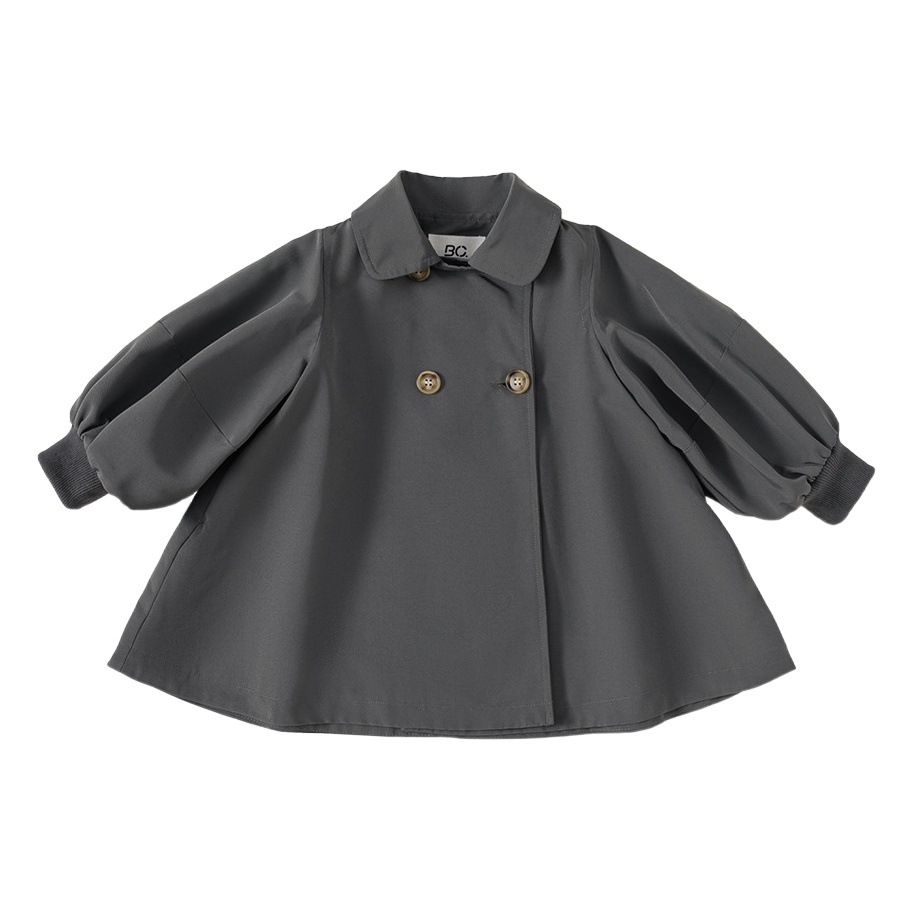 Ropa infantil Youbao, chaqueta elegante para niñas, ropa de abrigo para bebés de otoño, estilo coreano, manga farol, gabardina de longitud media para niñas