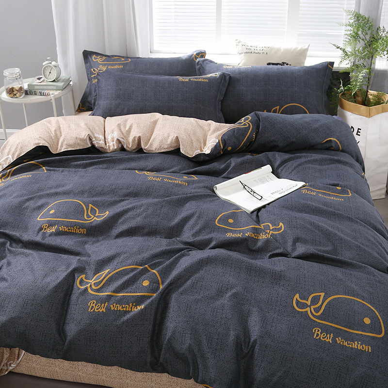 Juego de ropa de cama de algodón cepillado al por mayor para estudiantes, juego de cuatro piezas, funda de edredón de algodón con aloe vera, funda de edredón individual para dormitorio, juego de tres piezas. image 14