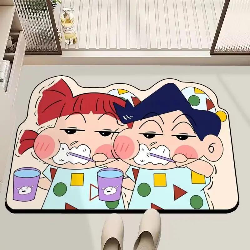 Cartoon Bathroom Floor Mat, Water-Absorbent, Quick-Drying Diatom Mud Soft Mat, Stain-Resistant and Easy to Care For, Bathroom Door Non-Slip Mat