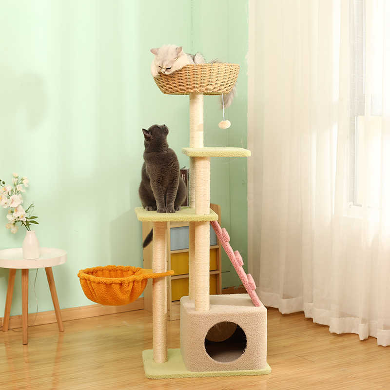 Cat trepando estante, gato nido, árbol de gato, estante para gatos, columna de agarre para gatos, banda de salto para gatos, cabina espacial, juguete para gatos