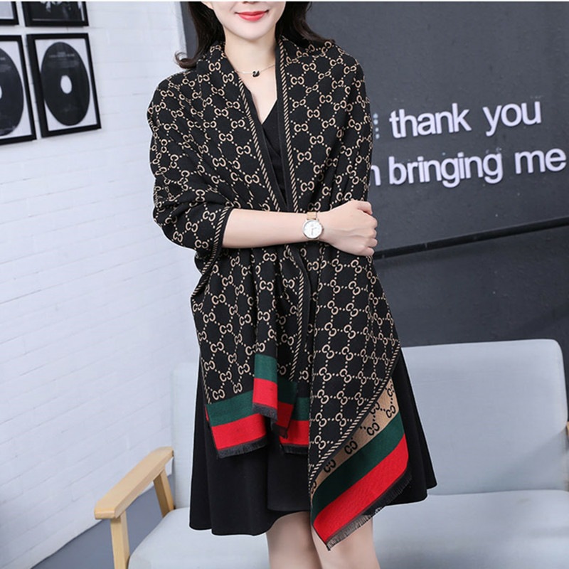 Live C Letter Dobbeltsidig Tykt Varmt Imitert Kasjmirskjerf Dame Kontor Aircondition Varmt Sjal_voghion.com