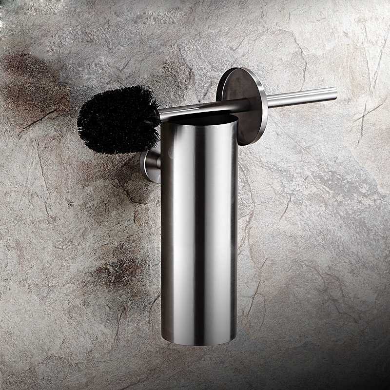 304 de acero inoxidable Negro traje de baño cepillo de baño inodoro titular montado en la pared de perforación desodorante tubo largo