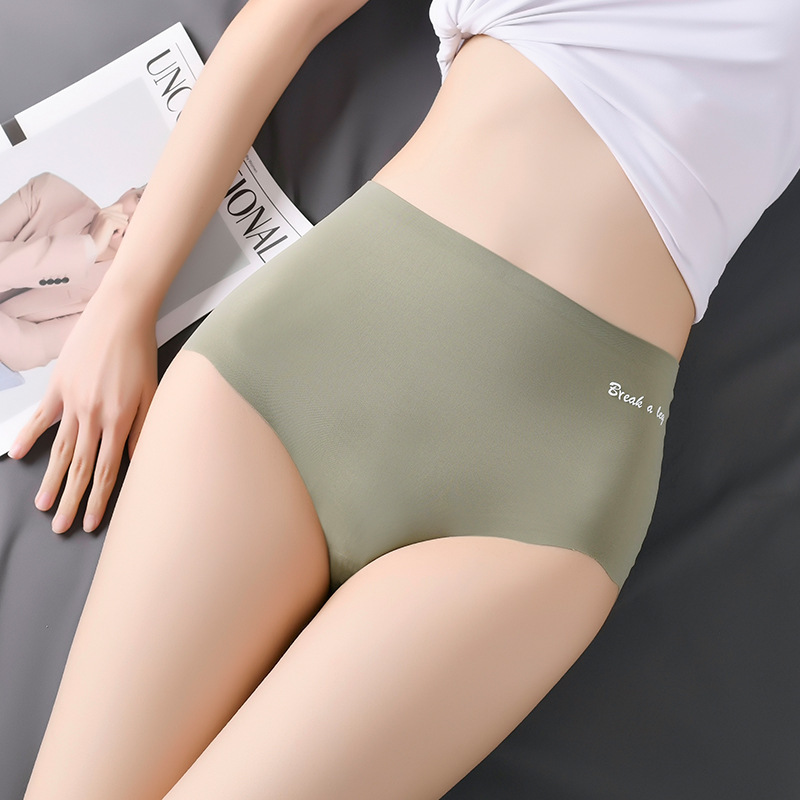 2022 high waist Ice Silk seamless underwear women's summer thin belly lace cotton crotch sexy plus size shorts