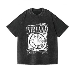Nirvana涅槃乐队vintaget摇滚印花t恤美式复古水洗做旧短袖男潮牌