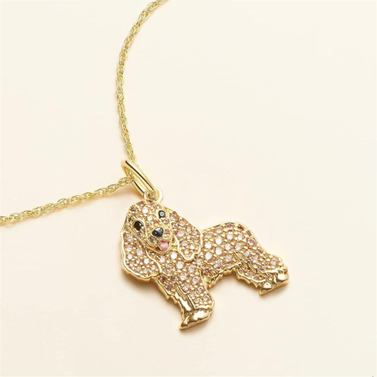 Pendant Necklace Classification Cute Dog Artificial Crystal Zinc Alloy Cable Chain Pendant Necklaces Wholesale