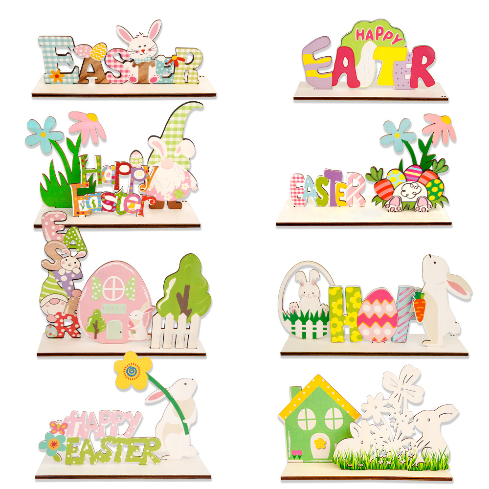 Easter Cute Letter Wood Indoor Party Festival Ornaments display picture 1