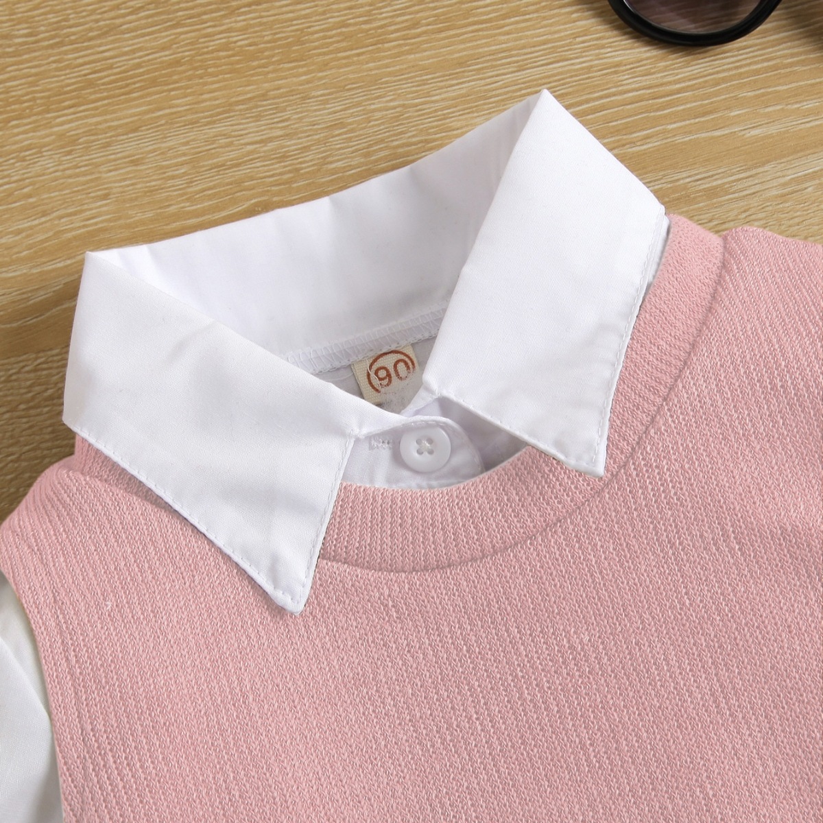 Mädchen herbst neue langarm rüschen prinzessin rock futter kleid gestrickte weste zwei-stück set_voghion.com