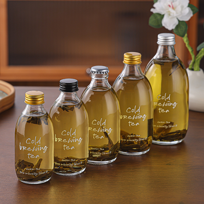 Directly Supplied from the Manufacturer, Cold Brew Tea Bottles, Fruit Wine Beverage Glass Bottles, Trendy Flower Tea Bottles, Transparent Glass Water Bottles, Customizable with Printing