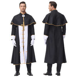 万圣节服装成人男祭司法师cosplay角色扮演长袍主教神父表演戏服