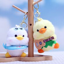 可爱萌泳圈小黄鸭挂件吉他小鸭子毛绒玩具公仔包包挂饰钥匙扣娃娃