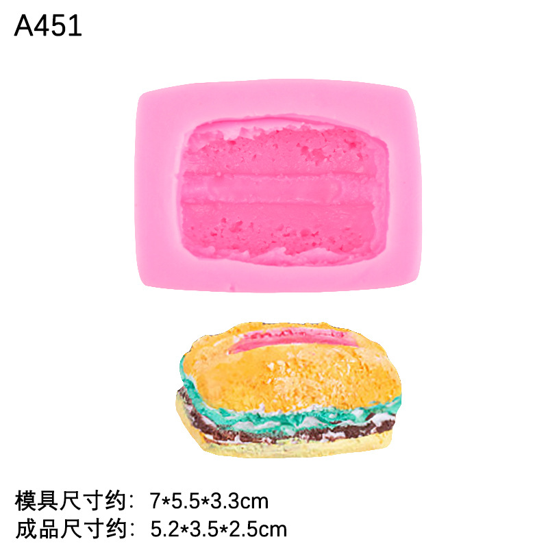 Pastel de postre hamburguesa perro caliente simulación silicona molde epoxi arcilla jabón hecho a mano aromaterapia Fondant chocolate