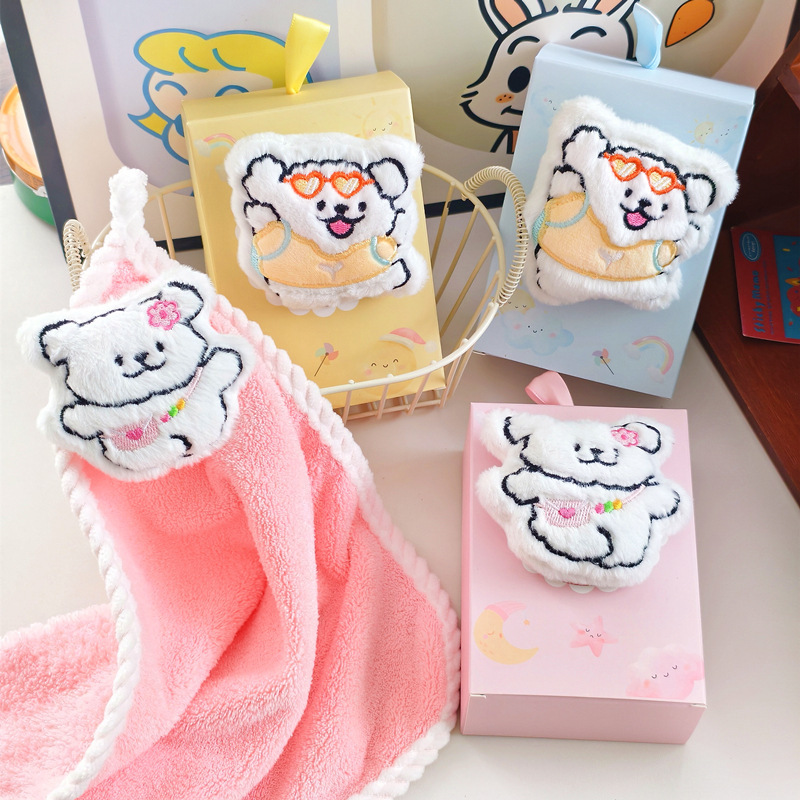 Line Puppy Cartoon Towel Full Moon Souvenir Hand Towel Wedding Shop Kindergarten Holiday Event Opening Gift