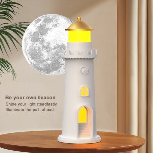 Cross-Border Moonlight Lighthouse Projection Lamp Human Body Sensor Night Light Bedroom Gradient Atmosphere Table Lamp Creative Birthday Gift