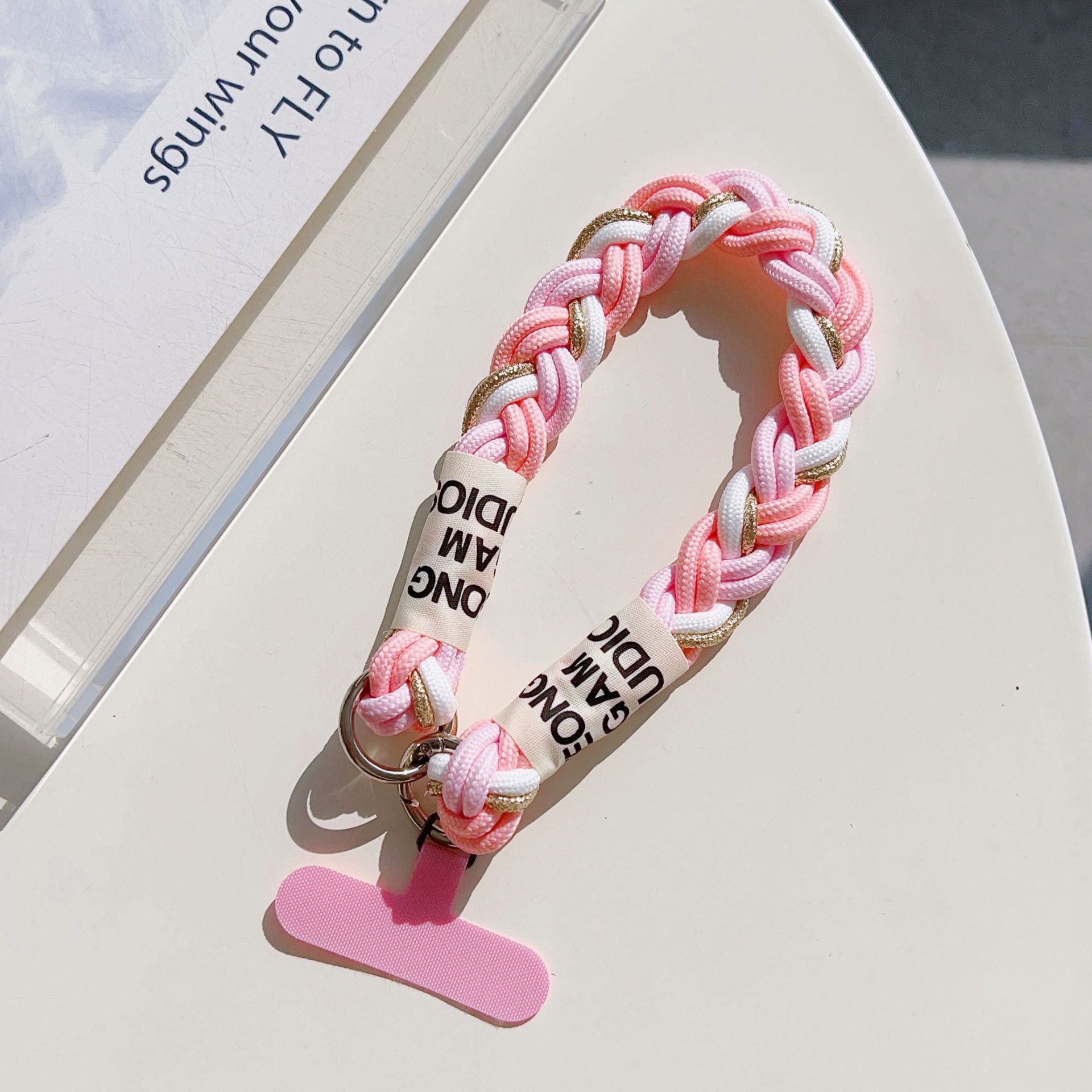 Creativo de color 6 hebras de tejido amor casca de teléfono móvil cadena cola de caballo universal cuerda corta cuerda de teléfono móvil ins viento