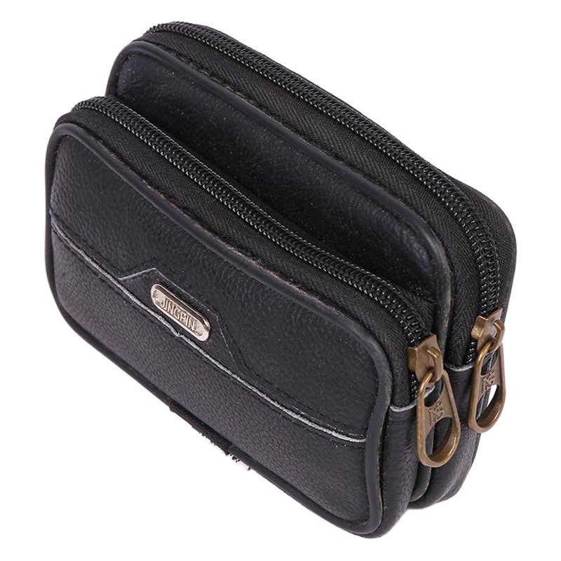 Ready Stock Men's Leather Phone Bag, Can Be Worn with a Belt, Multifunctional Key and Coin Purse for the Elderly, Horizontal Waterproof Waist Bag