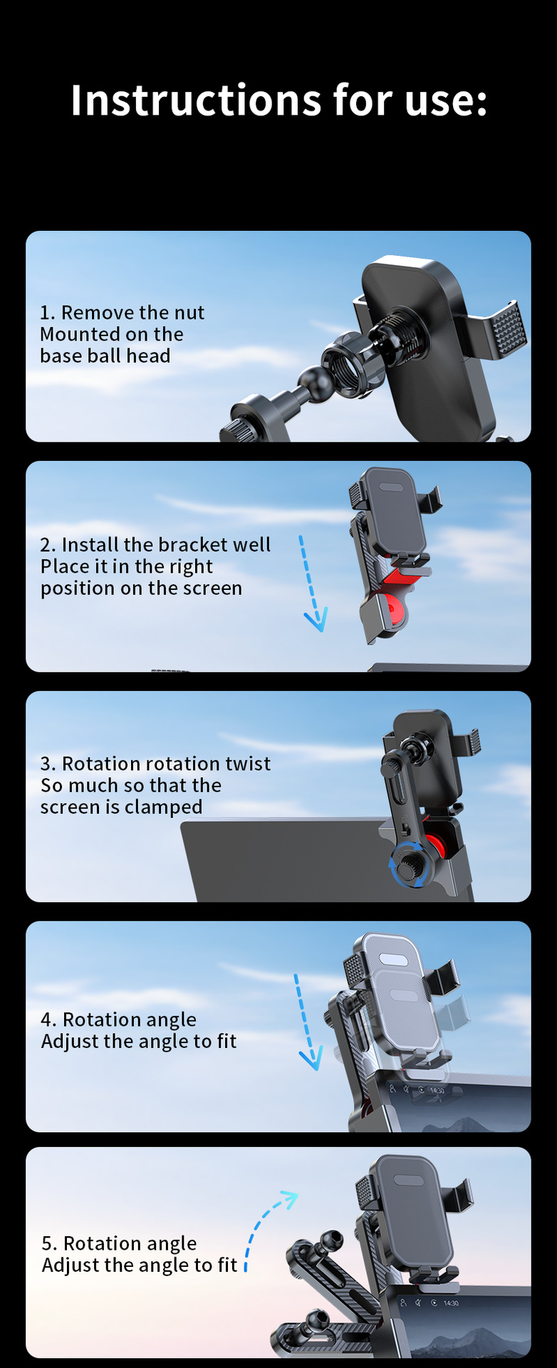 Car Mobile Phone Holder Multi-Functional Alloy New Energy Central Control Display Navigation Universal Non-Destructive Mobile Phone Support Bracket