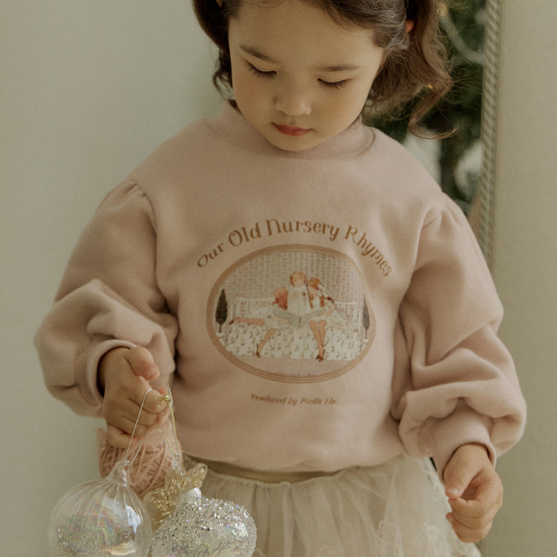 女童加绒卫衣2024款草莓珊韩国儿童女孩法式印花短卫衣绒衫现货