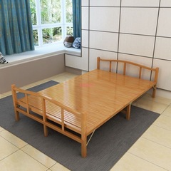 竹床折叠床单人双人家用办公室便携午休木床出租房硬板加固简易床