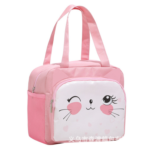 Internet celebrity cartoon lunch bag children's large capacity square lunch box bag outgoing insulated bag manufacturer supports printing logo