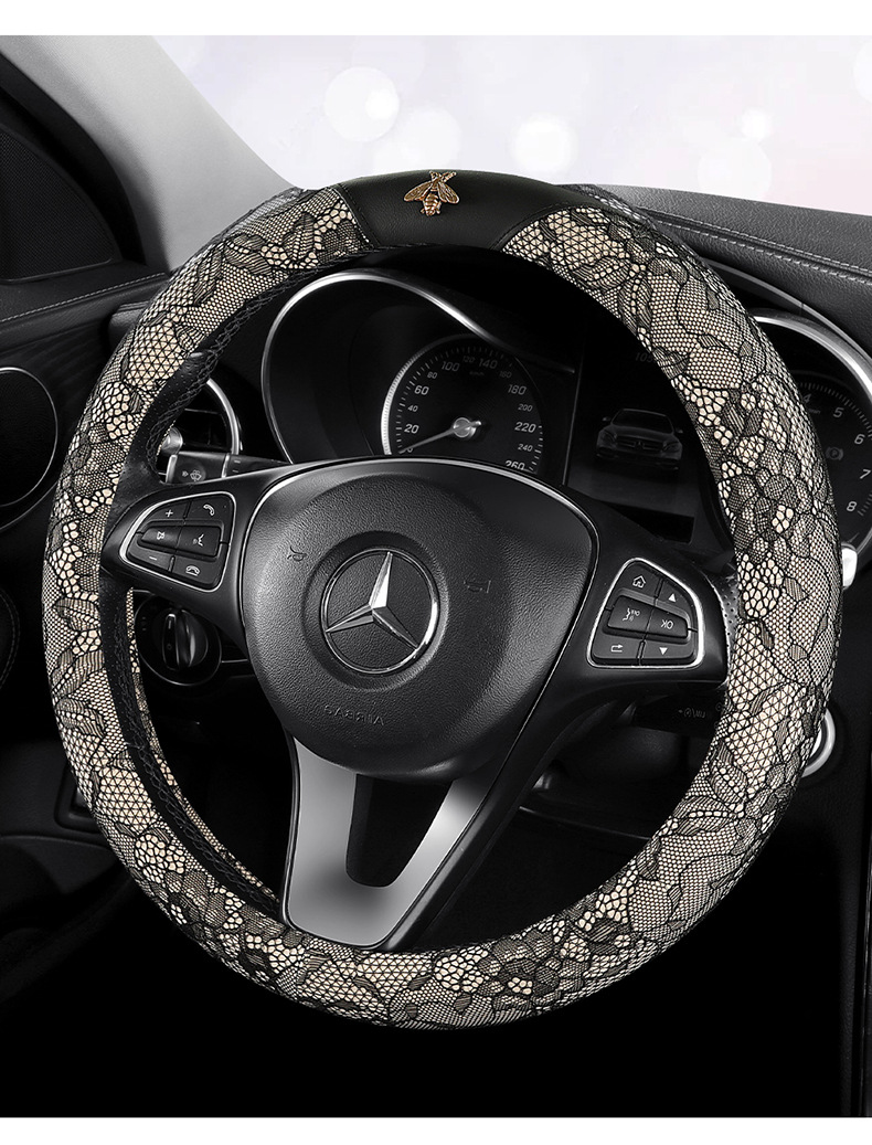 Cross-Border 26-Year New Model Lace Dirt-Resistant Breathable Non-Slip All-Season Universal Foreign Trade Exclusive Five-Seater Car Steering Wheel Cover