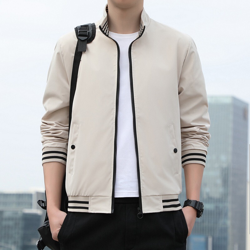 Spring and Autumn New Jacket Men's Casual Stand Collar Slim-fit Jacket New Jacket Trendy Men's Overalls Jacket Spring and Autumn New Jacket Men's Casual Stand Collar Slim-fit Jacket New Jacket Trendy Men's Overalls Jacket