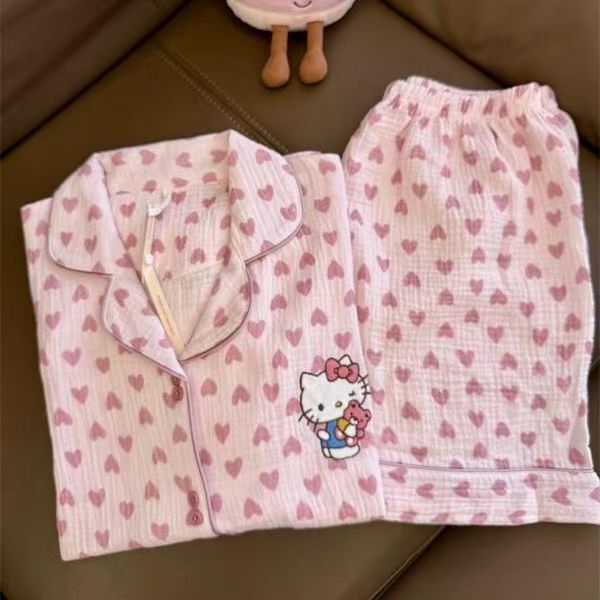 インス風スイートメロディーパジャマ女性用夏新作半袖ショーツは家の服の外でも着用可能学生スーツ|undefined