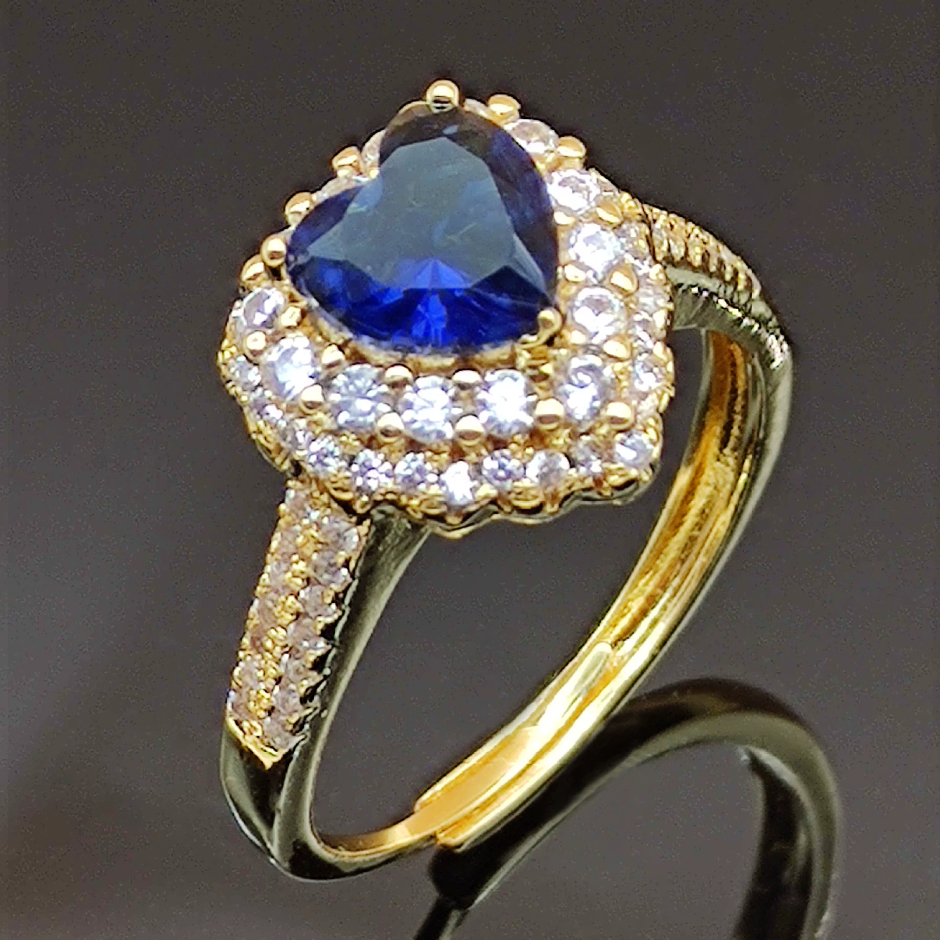 «(Cross-border trading), sapphire ring with stone, copper jewelry, European style, micro incrustation, (Physicals)»