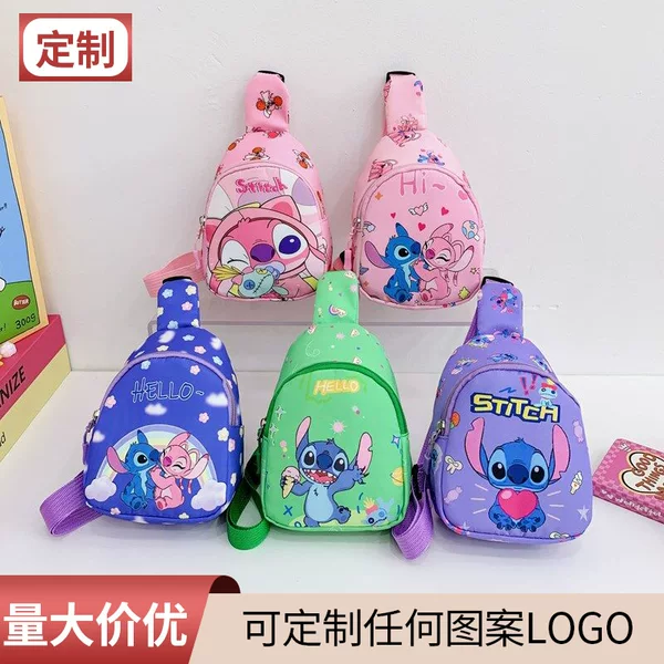 Anime Cartoon Little Boy Chest Bag Girls Princess Fashion Crossbody Bag Wholesale Cute Letters Children Shoulder Bag